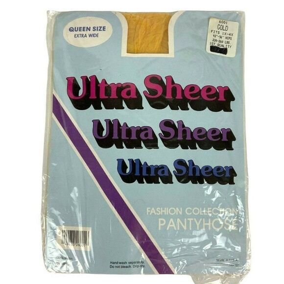 Highland Mills Fashion Pantyhose Queen Size Extra Wide Gold Ultra Sheer NEW - Picture 1 of 4